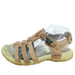 LL Bean Brown Leather Slingback Strappy Buckle Casual Sandals Size 8 M